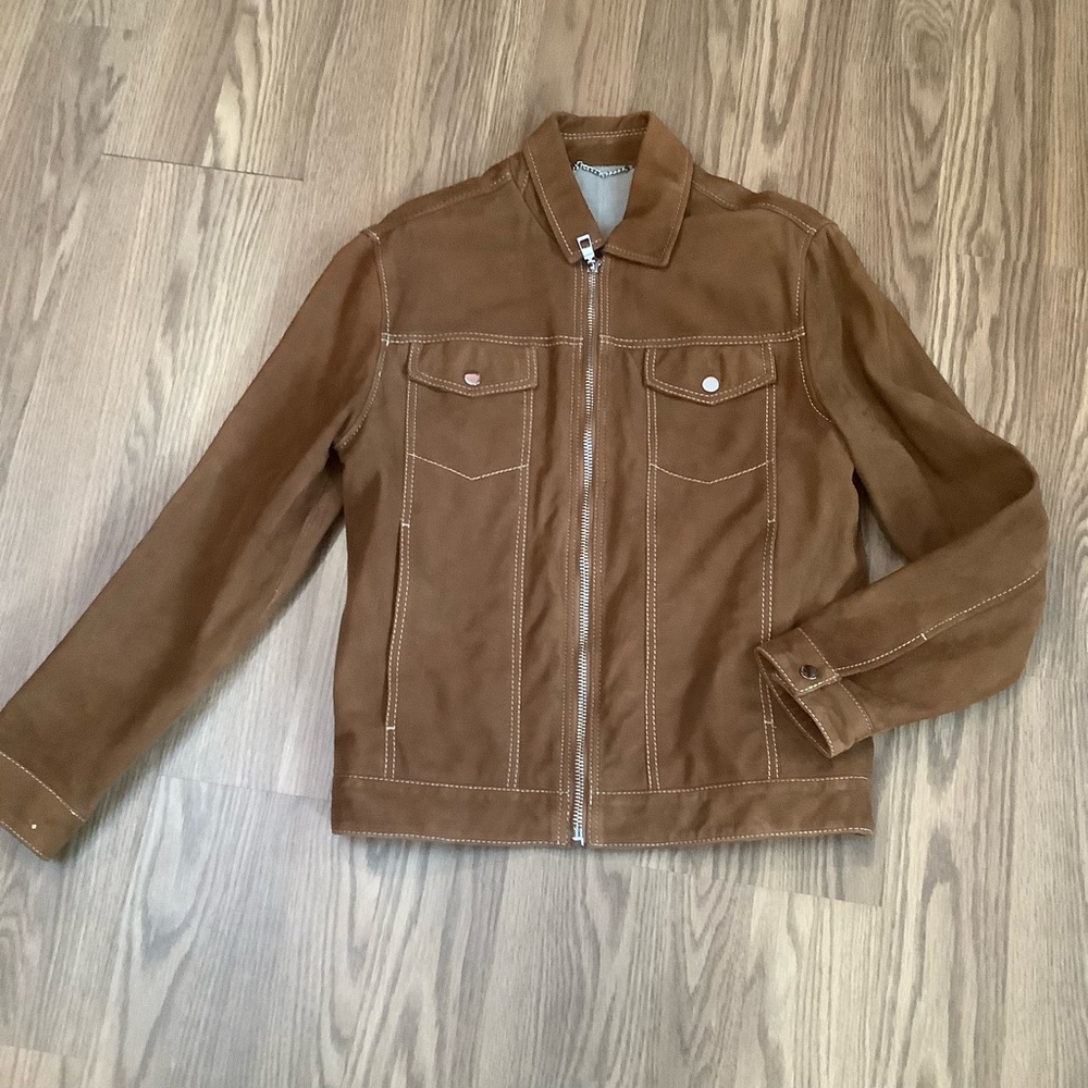 Zara Women’s Size Small Brown Sheep  Suede  Lined  Jacket. - Full Zip.